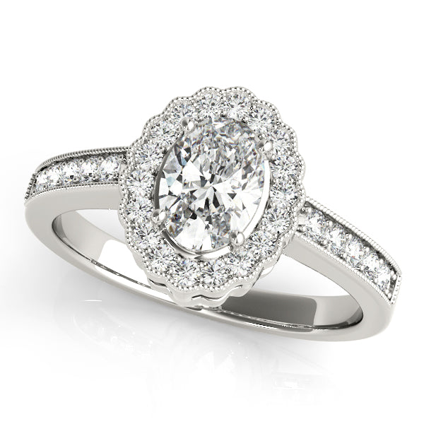 Vintage Style Emerald Halo Diamond Engagement Ring | Reve Diamonds